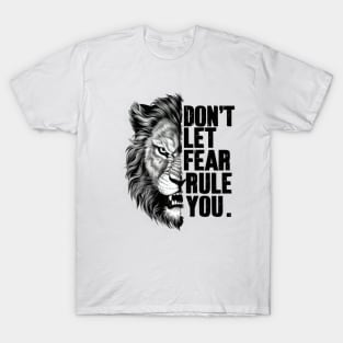 "Fearless Lion Typography Art Print Stoic Quote" - Inspiration, Animal Wisdom T-Shirt